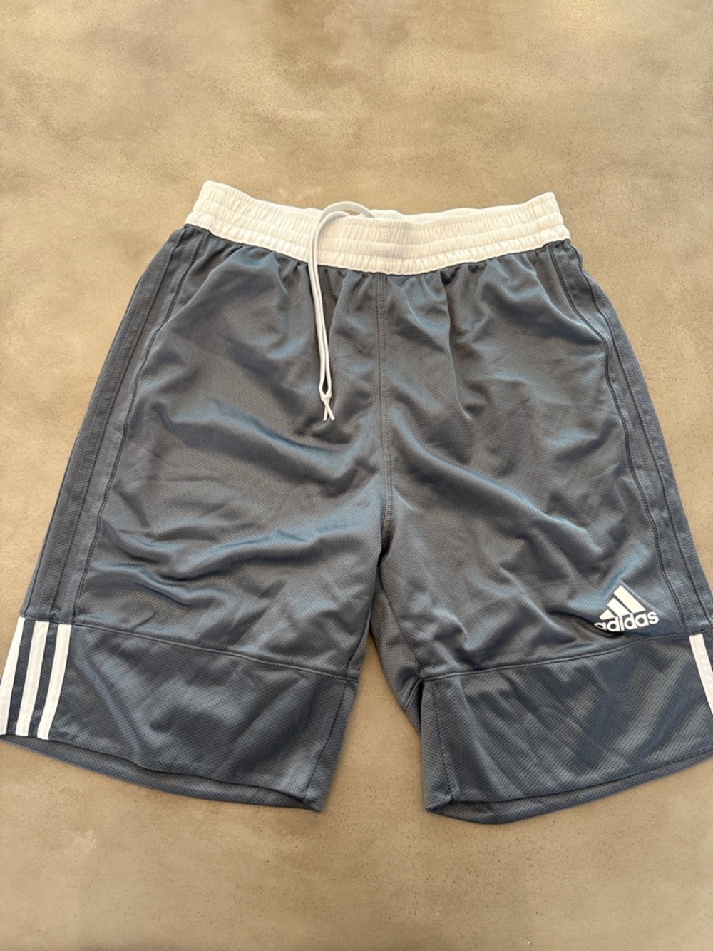 😎 adidas Men's Steel Gray Athletic Shorts with White Waistband